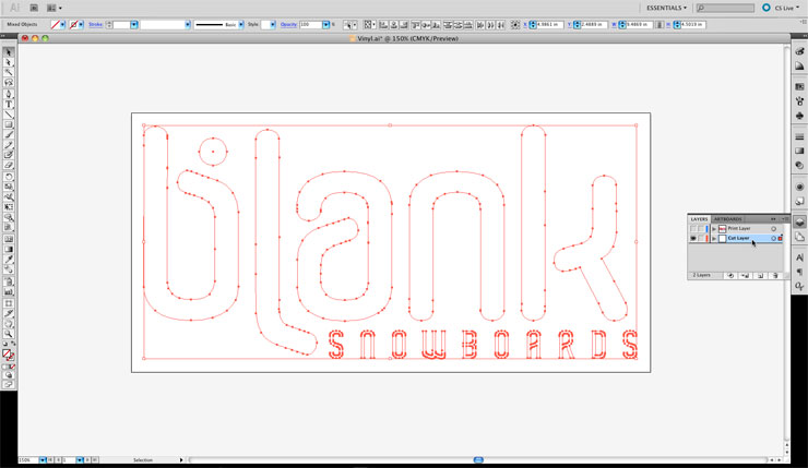 Cut layer on vector image